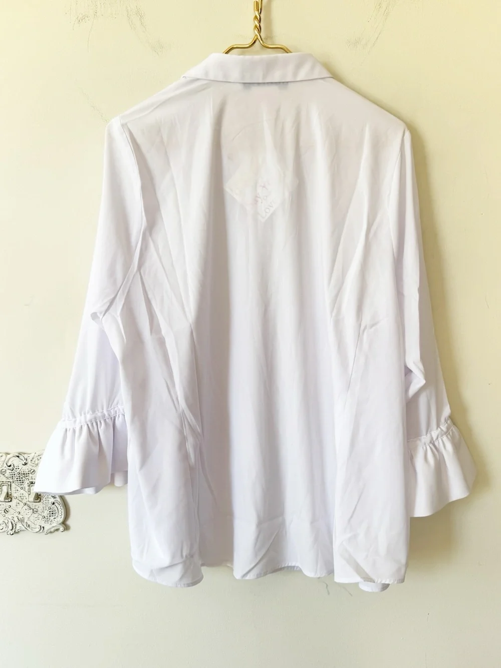 NWT Gretchen Scott Priss Blouse in Chiffon White Ruffle Sleeve Diva XXXL / 18